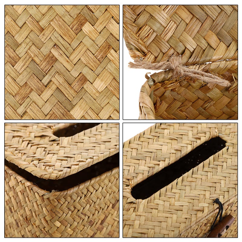 Sumnacon Tissue Box Cover Rectangle Tissue Box Seagrass Tissue Box Holder Woven Tissue Holder Decorative Tissue Cover for Bathroom Tissue Box Cover Rectangular for Home Office Table Yellow - Image 4